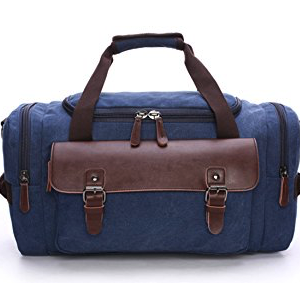 Aidonger Unisex Canvas und Leder Handtasche Weekender Reisetasche